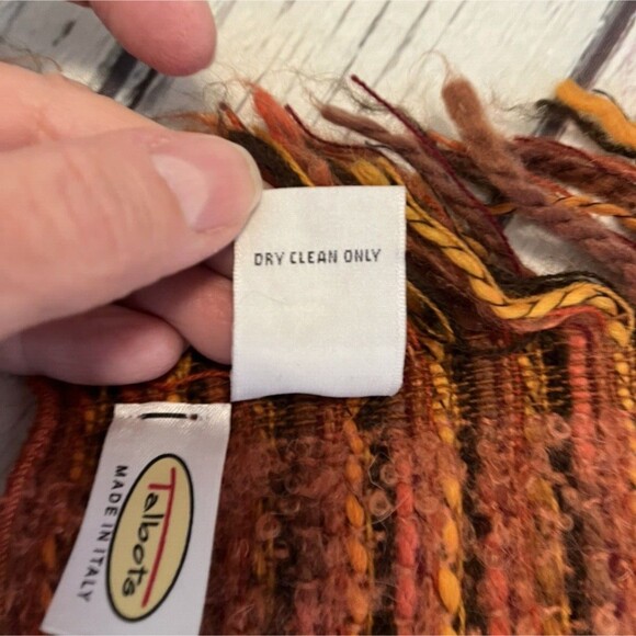 Talbots Boucle Mohair Wool Blend Fringed Scarf 67" x 14" Multicolor Plaid Winter - Picture 7 of 10